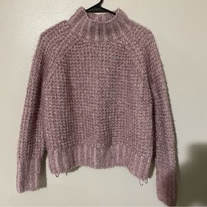 SO Juniors/Ladies Purple fuzzy sweater waffle knit Large